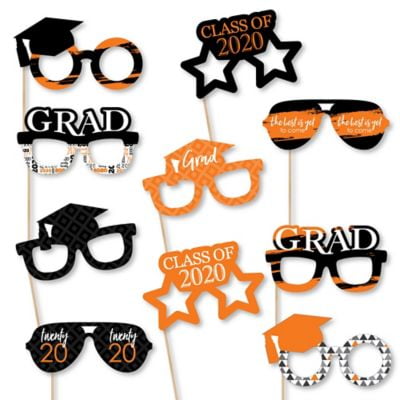Orange Grad Glasses - Best is Yet to Come - Orange 2020 Paper Card Stock Graduation Party Photo Booth Props Kit - 10 (Best Model Photos Ever)