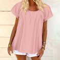 thumbnail image 2 of Timegard Womens Plus Size Tops Scoop Neck Ruched Short Sleeve Flowy Shirts Casual Loose Tops Blouses, 2 of 6