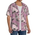 thumbnail image 4 of Vsdgher Rose Flowers Print Men's Wrinkle Free Untucked Cuban Shirt Business Casual Button Down Shirts Short Sleeve Shirt, 4 of 7