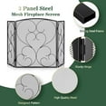 thumbnail image 4 of 3 Panel Fireplace Screen 48" W x 29" H Modern Foldable with Wrought Metal Decorative Mesh,Black, 4 of 5