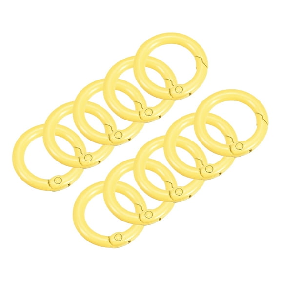 10Pack Round Spring O Rings, 1 Inch(24mm) Trigger Buckle Snap for Bags, Keyrings, Yellow