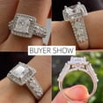thumbnail image 4 of Flydeer Engagement Rings for Women Princess Cut 2CT Halo Wedding Promise Ring Silver Plated Anniversary Gift for Her Size 7, 4 of 9