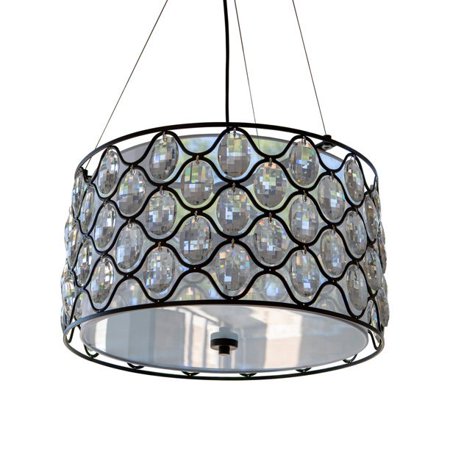 

Decor Therapy Claire Crystal and Steel Framework 3 Light Drum Pendant