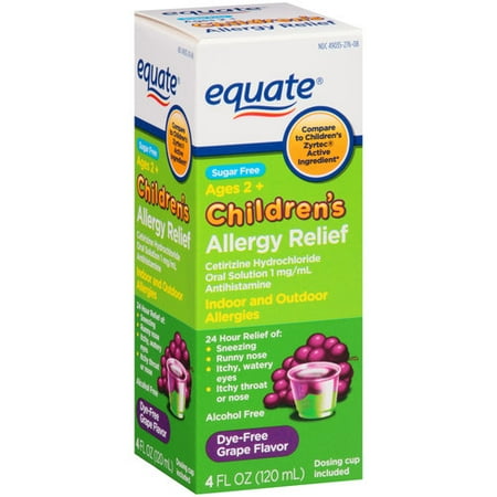 Equate Sugar Free Children's Grape Flavor Allergy Relief Liquid, 4 fl ...