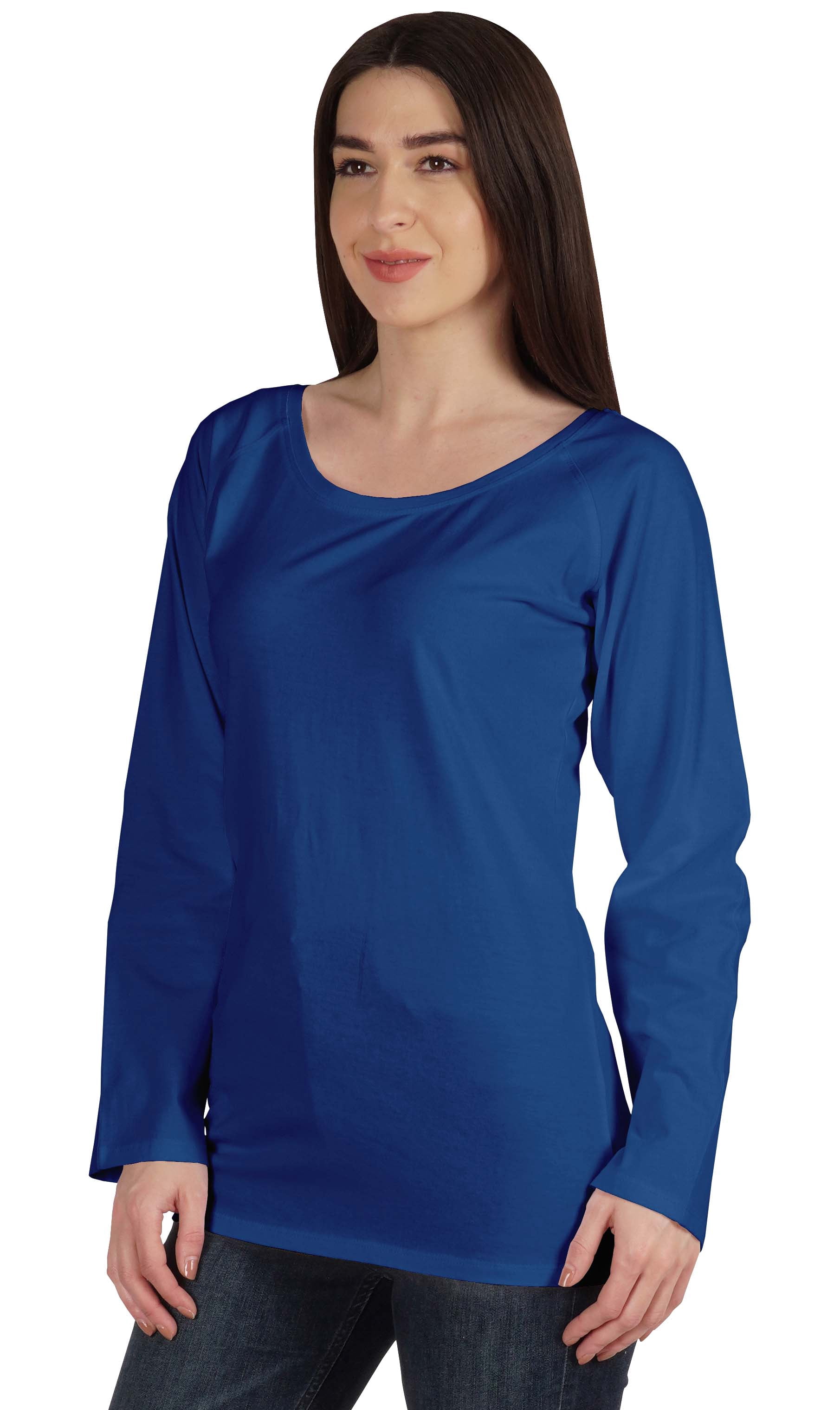 Inkmeso Solid Raglan Full Sleeve T-shirt For Women Scoop Neck Baseball Tee Casual Tops