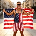 thumbnail image 5 of 250th Anniversary Mens American Flag Overalls Shorts Jumpsuit 4th of July Bib Coveralls, 5 of 8