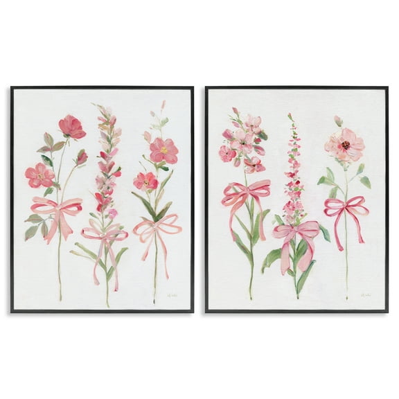 Stupell Industries Soft Fresh Pastel Sprigs Floral Painting Black Framed Art Print Wall Art, 11 x 14, Set of 2