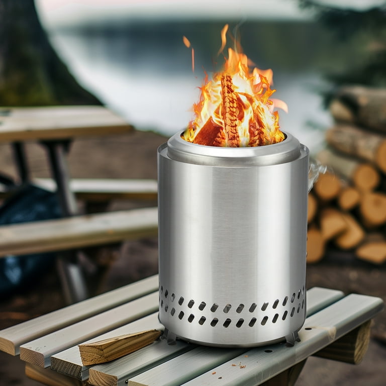 ZUNMOS 7 inch Portable Tabletop Fire Pit - Dual Fuel, Smokeless