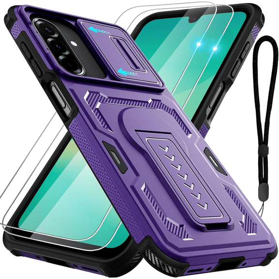 REQO for Samsung Galaxy A16/ A17/ A26 5G Case with 2*Screen Protectors, Kickstand, Slide Camera Cover & Lanyard Strap, 2-Layer Shockproof Rugged Slim Case