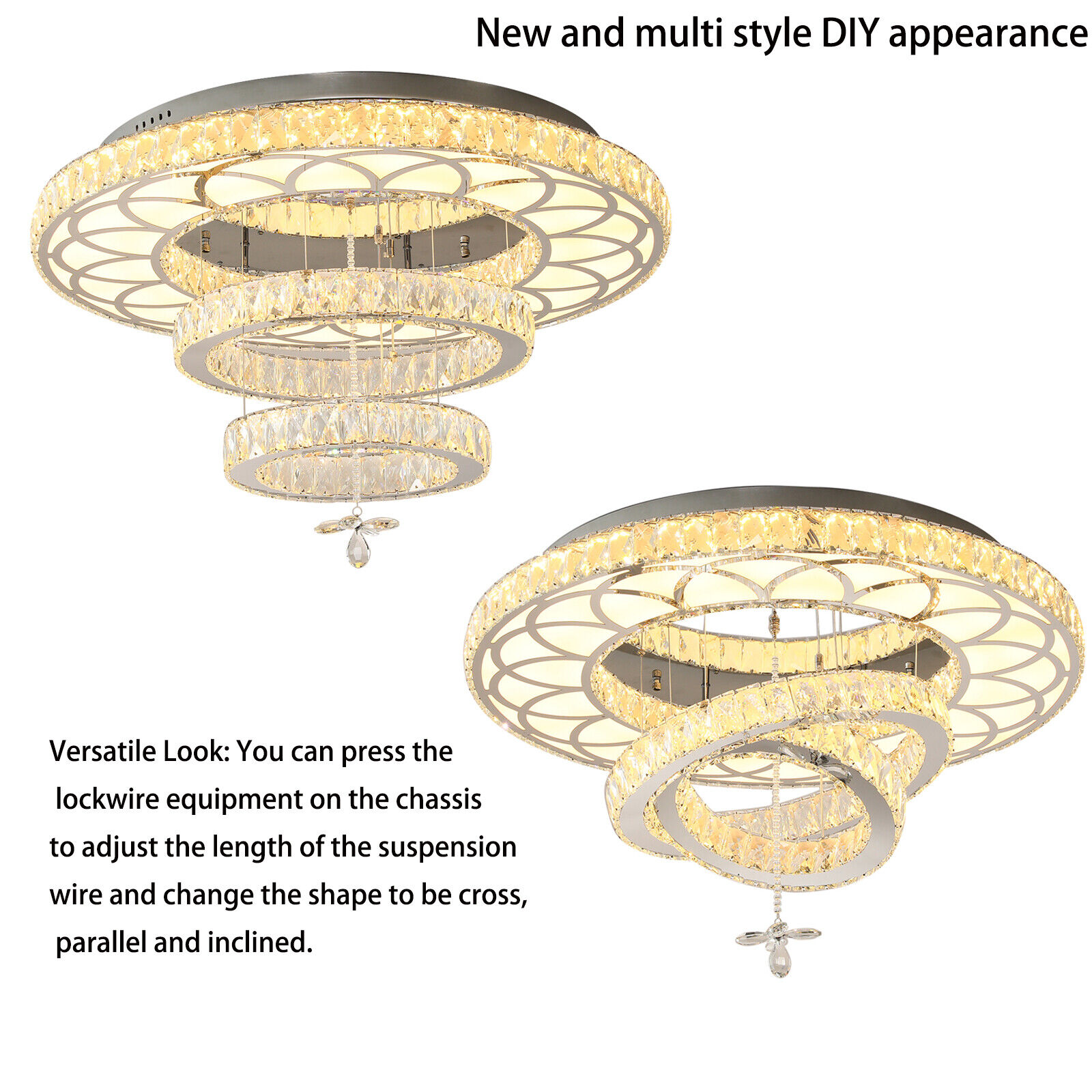 SHZICMY Modern Luxury Crystal Ceiling Chandelier Lamp Pendant Lights