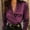 Purple, variant on Women's Deep V-Neck Long Sleeve Blouse Ruched Trendy Top for Dressy Casual & Business, XL