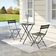 thumbnail image 6 of EastVita 3 Piece Patio Bistro Sets Outdoor Folding Bistro Set of 2 Small Colorful Bistro Coffee Table and 2 Chairs Foldable Metal Patio Furniture Set for Apartments/Porch/Deck/Balcony/Garden (Black), 6 of 6