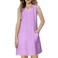 thumbnail image 2 of Wangkekeji Girl's Summer Boho Tie Shoulder Midi Tiered Dresses With Pockets Girls Bridesmaid Dresses, 2 of 6