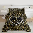 thumbnail image 2 of jejeloiu Happy Valentine's Day Twin Comforter Sets,Gold Leaves Bedding Set For Men Women Reversible 2-Piece, 2 of 8