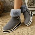 thumbnail image 4 of Women's Wedge Platform Fluffy Ankle Boots Vintage Suede Mid Calf Winter Booties Comfortable Non Slip Dress Boots Gray Size 40, 4 of 7