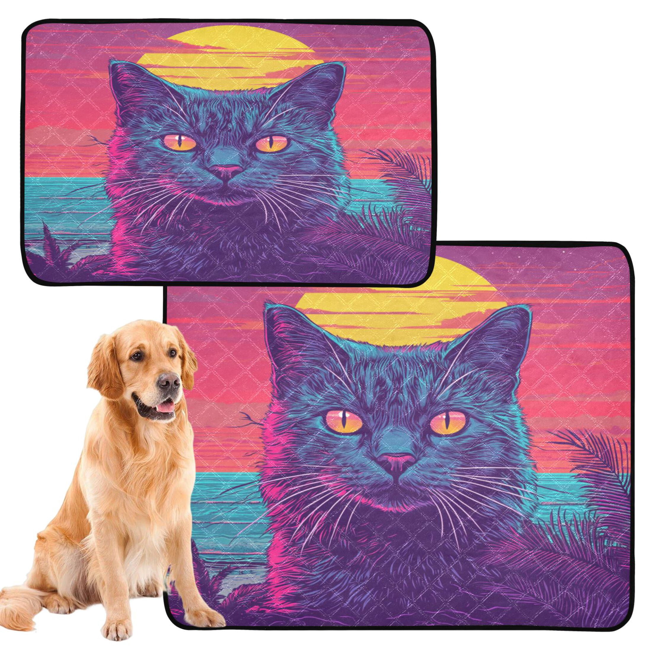 Qxltty Cat before Sunset Cat litter Pads Pet Set of 3 Diaper Mats Center Anti-leakage Layer Absorbent Soft and Comfortable