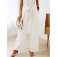 thumbnail image 5 of Women'S Wide Leg Lounge Pants with Pockets High Waisted Adjustable Tie Knot Loose Trousers White S, 5 of 7