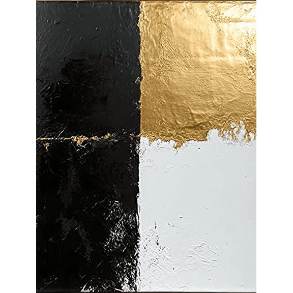 Black, White and Gold Abstract Decor Art Painting/Canvas Print, Perfect for Decorating Living Room, Bedroom, Office,Hallway, Entryway and Workspace, Modern Home Decoration Wall Art.