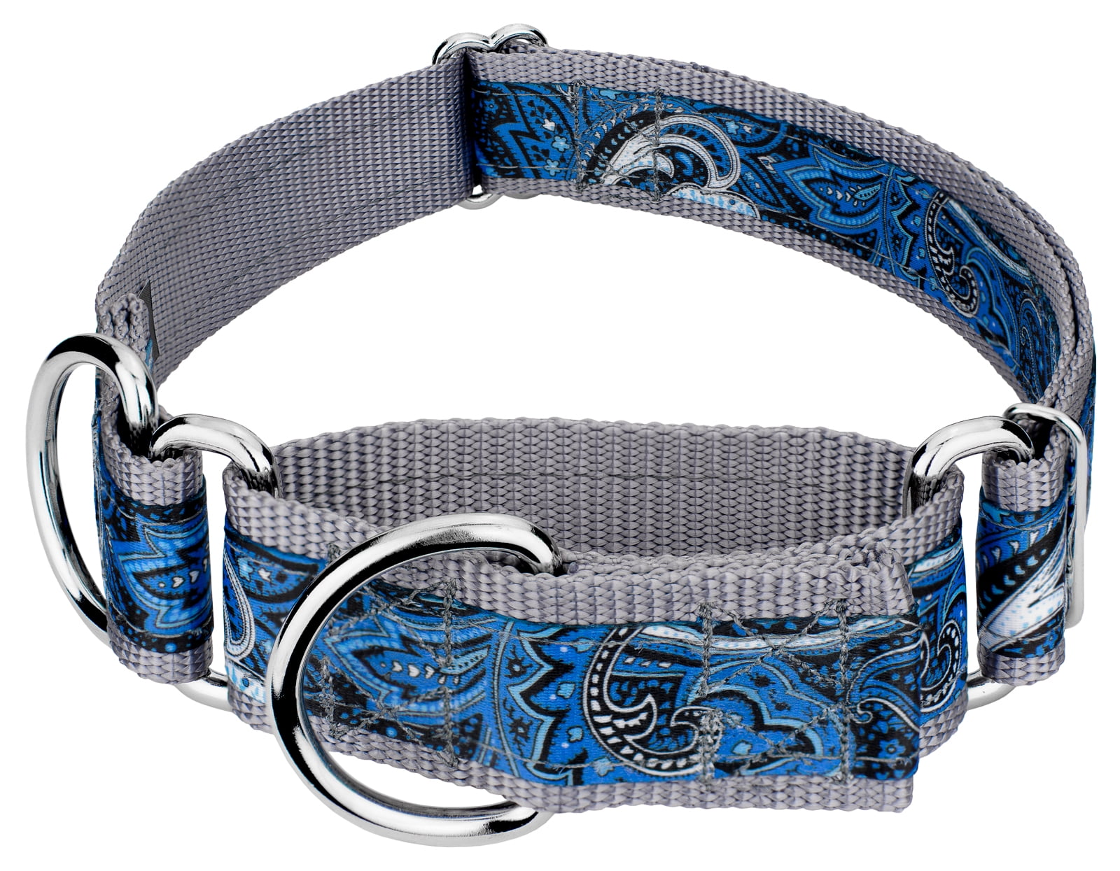 Country Brook Petz® 1 1/2 inch Blue Paisley Signature Martingale Dog