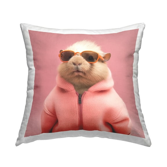 Stupell Industries Pink Fashion Animal Decorative Printed Throw Pillow, 18 x 18