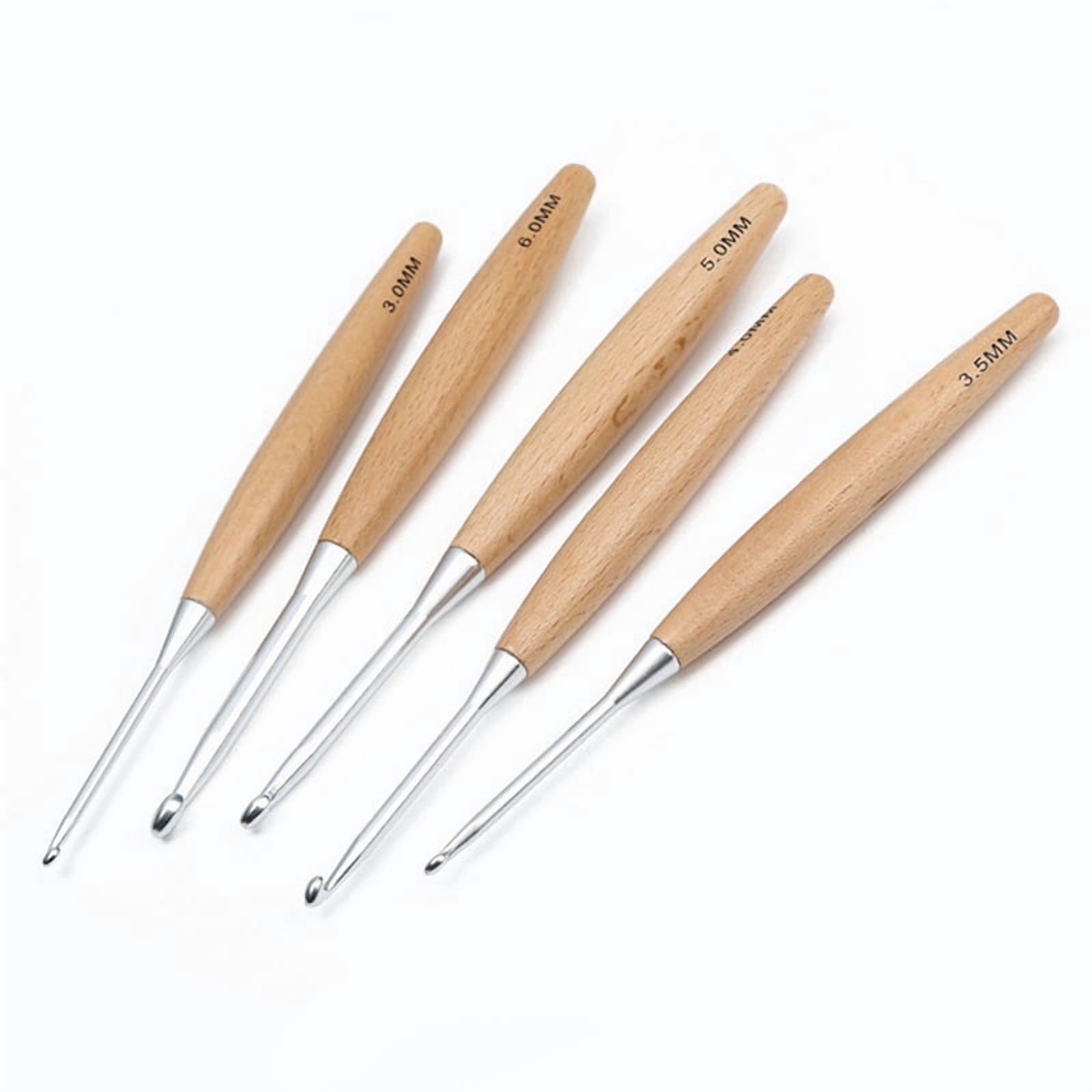 40Pcs Wood Crochet Hooks 3.0mm-6.5mm, Ergonomic Handle Crochet Hooks Set