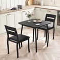 thumbnail image 1 of Ourlova Dining Table Set for 2 3 Piece Small Kitchen Table and 2 Upholstered Chairs with Metal Frame and Wood Grain Tabletop for Small Space Apartment Kitchen Dining Room Black, 1 of 8