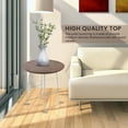 thumbnail image 5 of LeisureMod Rossmore Mid Century Modern Round Side White Powder Coated Steel Frame, MDF Wood with Ash Veneer Top End Circular Accent Table for Living Room and Bedroom, Walnut, 5 of 6