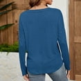 thumbnail image 4 of Olyvenn Plus Size Sweatshirts for Women Waffle Lightweight Knit Tops Casual V Neck Long Sleeve Loose Tunic Sweaters Fashion Clothes Blue 10, 4 of 9