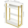 thumbnail image 2 of ZEXVIDA End Table for Narrow Space, 3 Tier Narrow Side Tables Modern Sofa Table with Storage Shelf, Bedside Table Slim Nightstand with Magazine Rack Living Room Home Office,White,White+gold, 2 of 8