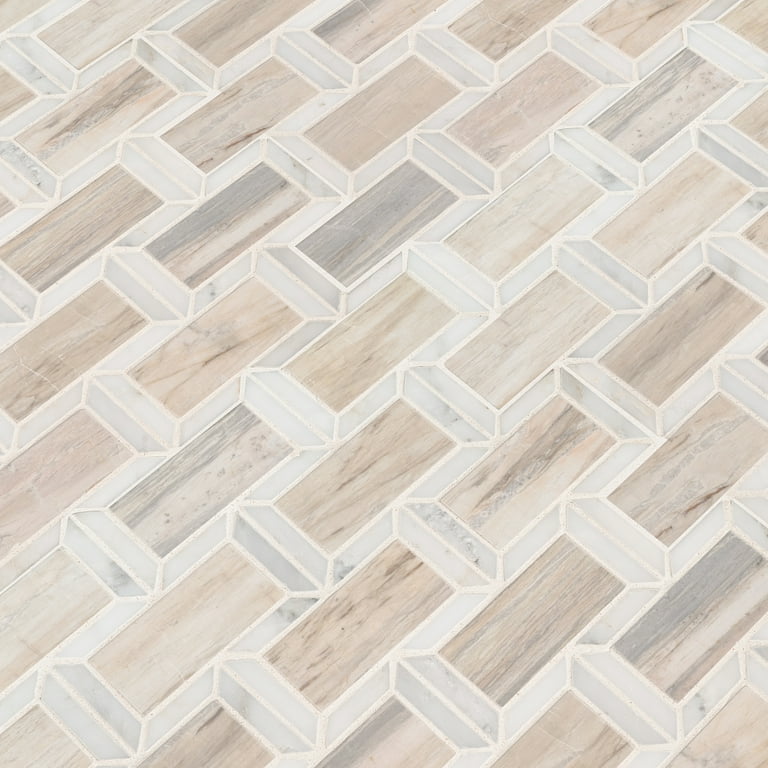 Angora Framework 12 in. x 12 in. x 10mm Polished Marble Mesh-Mounted Mosaic Tile (10 sq. ft./case) Angora Framework 12 in. x 12 in. x 10mm Polished Marble Mesh-Mounted Mosaic Tile (10 sq. ft./case)