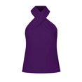 thumbnail image 4 of Kagetolytai Tank Top for Women Women's Casual Slim Zipper Hanging Neck Solid Color Sleeveless Stitching Top Womens Tops Dark Purple 2XL, 4 of 6