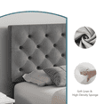 thumbnail image 3 of 4 EVER WINNER King Size Bed Frame, Upholstered Platform Bed with Headboard, Button Tufted Headboard, Gray, 3 of 8