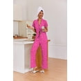 thumbnail image 3 of Ekouaer Pajamas for Women Set Button Up Sleepwear Cute Pjs Ruffle Sleeve Notch Collar Lounge Sets with Long Pants, 3 of 5