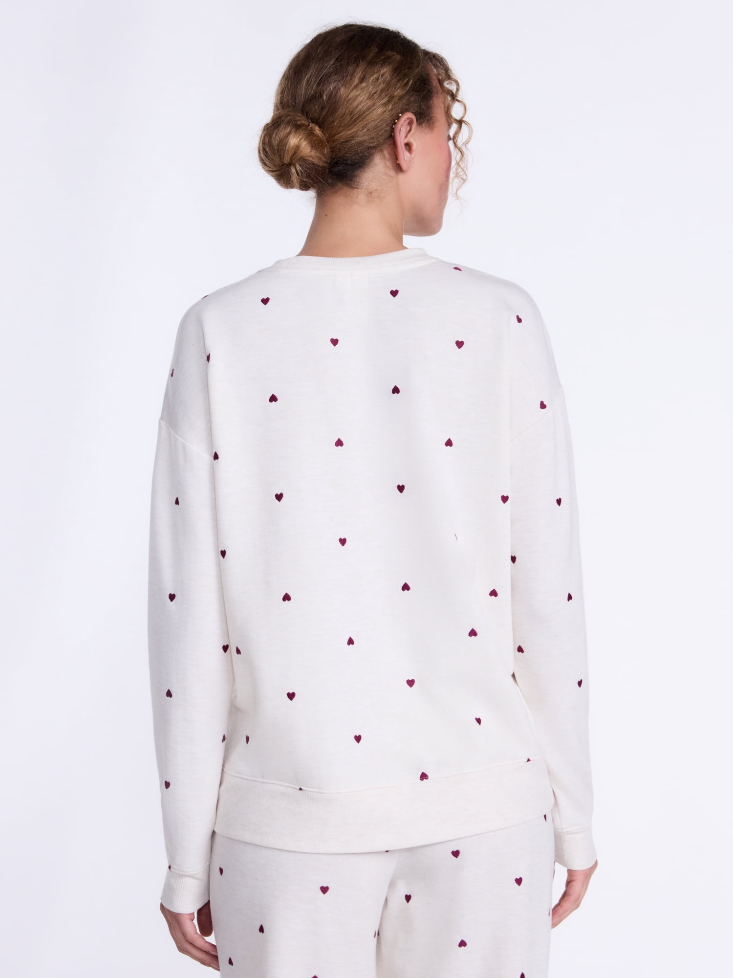 Joyspun Women's Fleece Lounge Sleep Top with Long Sleeves, Sizes XS-3X