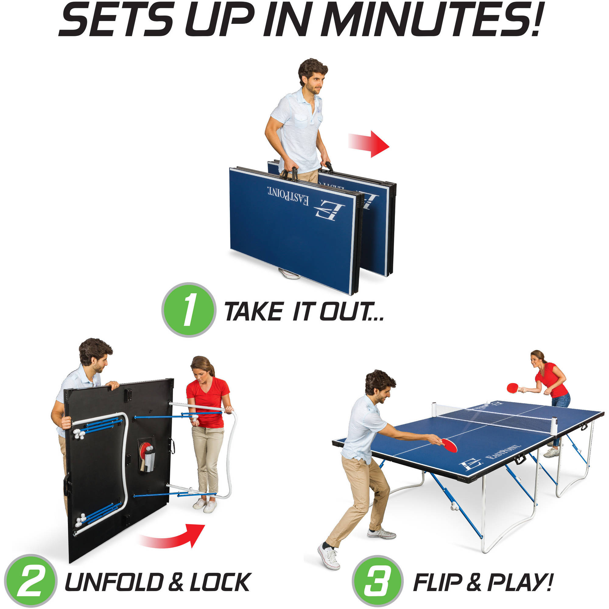 EastPoint Sports Easy Setup Fold ?N Store Table Tennis Table ? 12mm Top - image 3 of 8