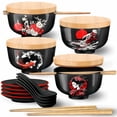 thumbnail image 1 of Juego de cuencos para ramen i2 Home, cerámica japonesa, 950 ml, 4 unidades con tapa, 1 of 1