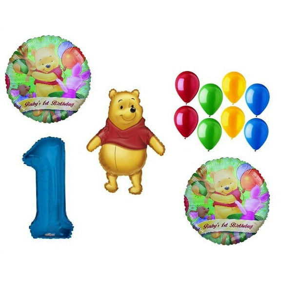 DalvayDelights Winnie The Pooh 1st Birthday Party #1 Happy Birthday Balloons Bouquet Party Decor