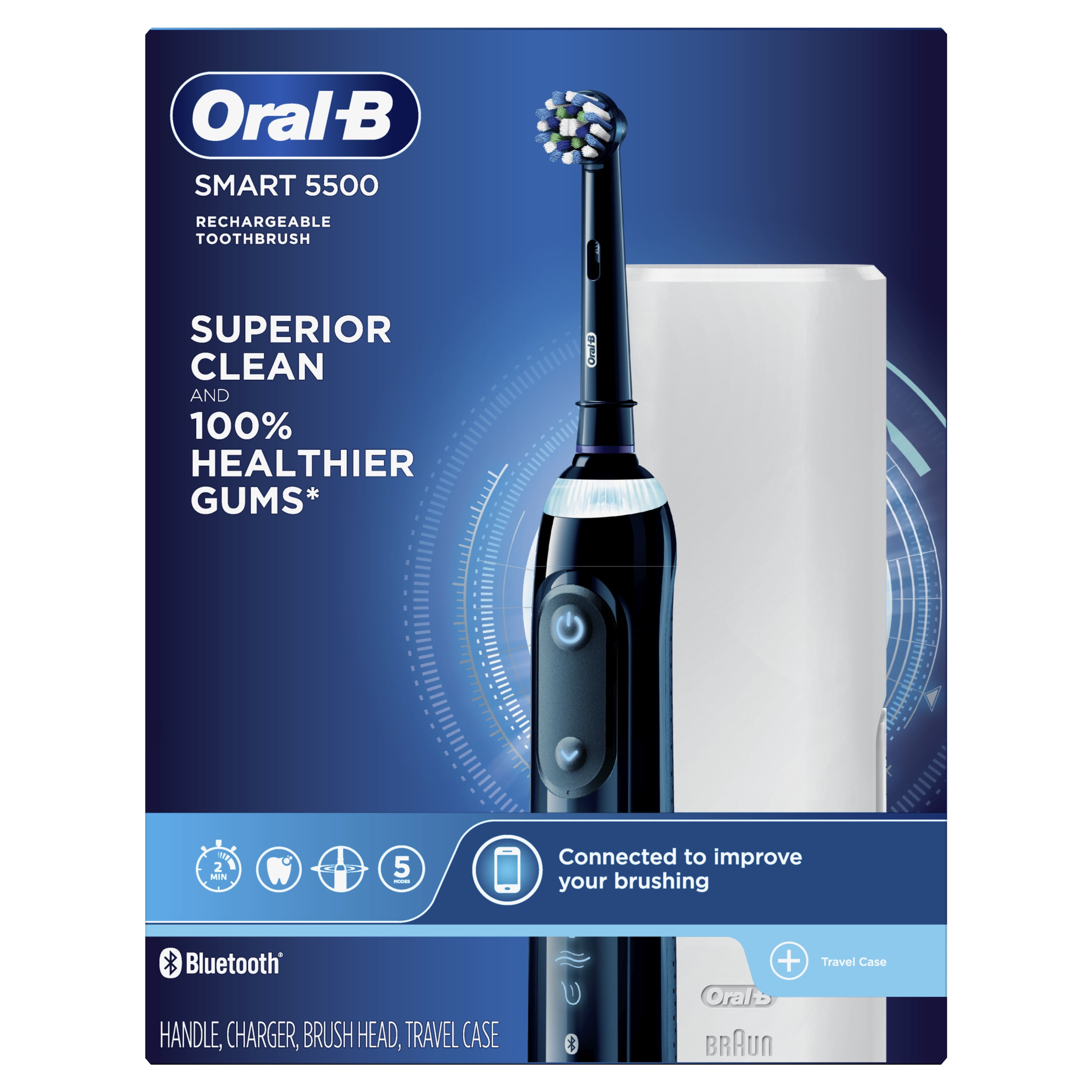 Kerstmis compenseren vieren Oral-B Smart 5500 Rechargeable Electric Toothbrush, Black, 1 Ct -  Walmart.com