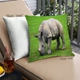thumbnail image 1 of Ahgly Company Rhinocéros Animaux Coussin Décoratif d'Extérieur, 18 Po X 18 Po, 1 of 6