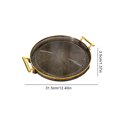 thumbnail image 2 of Round Serving Tray, Gold Round Fruit Plate Double Ear Tray, Clear Serving Tray Decorative Trays For Living Room, Bathroom, Kitchen, Snack Coffee Bread Fruit, 2 of 8