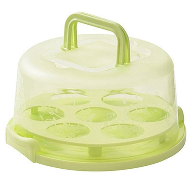 Cake Carrier Cupcake Storage Containers Holder Portable Plastic Cake Box with Locking Lid and Handle Dessert Container Cover Case Food Holder(Pink)