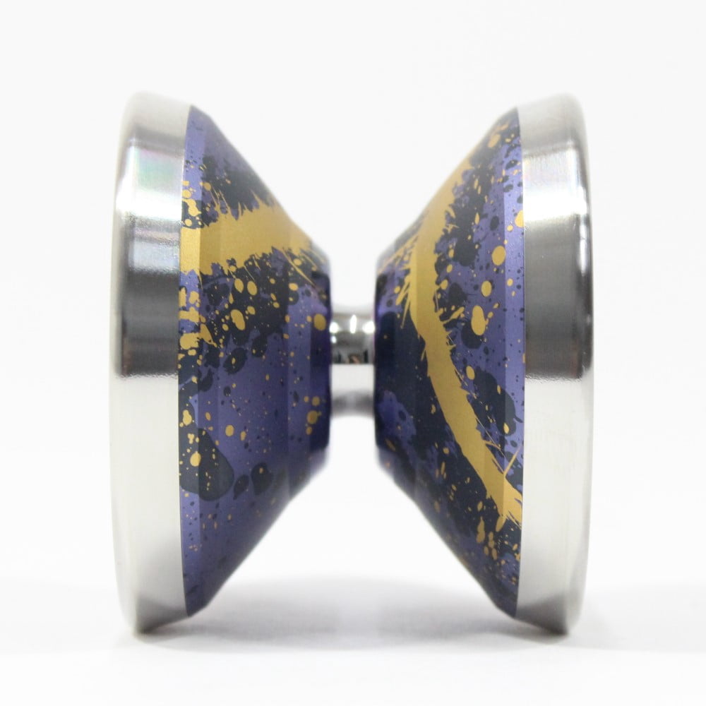 C3yoyodesign Overthinker Yo-Yo - Bi-Metal - Zhou Bowen Signature YoYo (Purple Gold Splash with Silver Rings)
