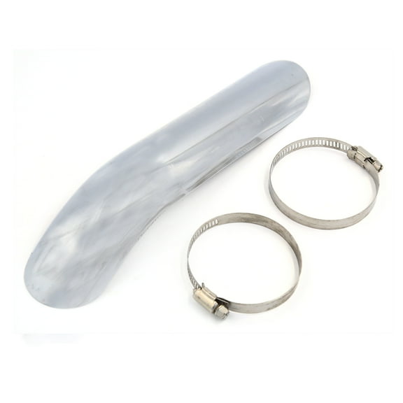 Unique Bargains Silver Tone Exhaust Pipe Cover Curved Guard Muffler Heat Shield for Ironhorse