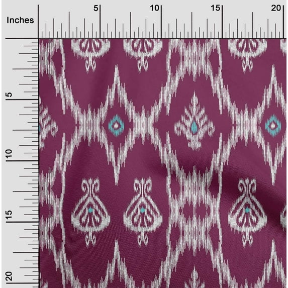 oneOone Silk Tabby Fabric Geometric Ikat Print Sewing Fabric BTY 42 Inch Wide
