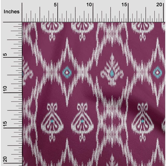 oneOone Tissu Viscose Georgette Imprimé Géométrique Ikat au Mètre 42 Pouces de Large