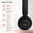 thumbnail image 4 of QINIUXO 2 Pack Kids Bluetooth Headphones with Bunny Ears, Volume Limited Wireless Headphones with Microphone for Girls & Boys, Foldable Over-Ear Headset for School, Tablet, Phone & PC (Pink/Black), 4 of 7