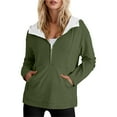 thumbnail image 5 of 2025 New Women's Solid Color Half Zip Up Fleece Hooded Sweatshirt, Long Sleeve Oversized Pullover with Drop Shoulder and Pocket, Casual Comfort Wear for Daily Life and Outdoor Activities Mint Green, 5 of 8