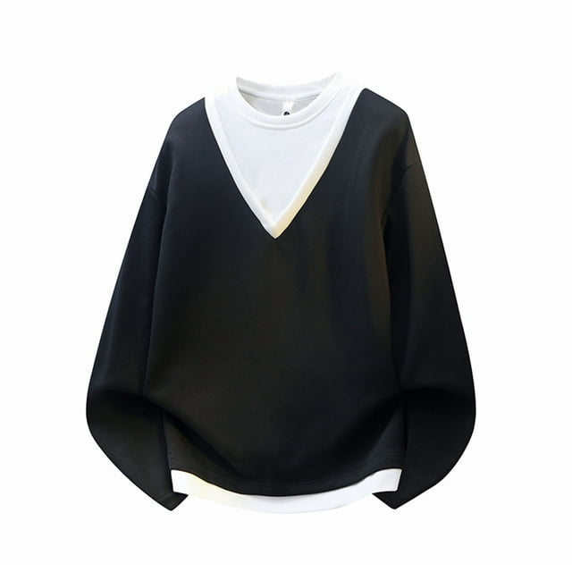 Blusas y camisas de manga larga con cuello redondo para hombre, sudadera deportiva de manga larga de color liso a la moda con bolsillo, top de poliéster para hombre
