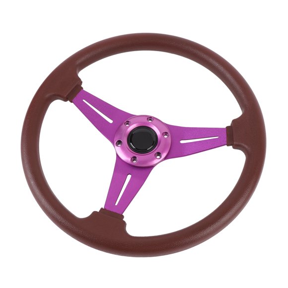 Universal 14in Racing Steering Wheel Comfortable Grip 6 Hole Hub Adapter Car Racing Scene PU Leather