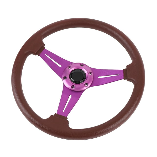 Volant de Course Universel 14 Pouces Prise Confortable Adaptateur de Moyeu 6 Trous Scène de Course en Cuir PU